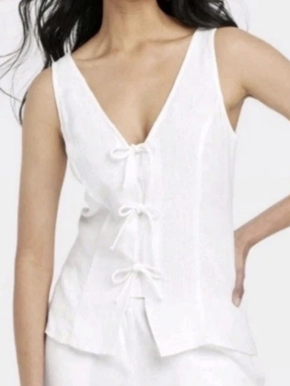 a new day White V-Neck Tie-Front Tank